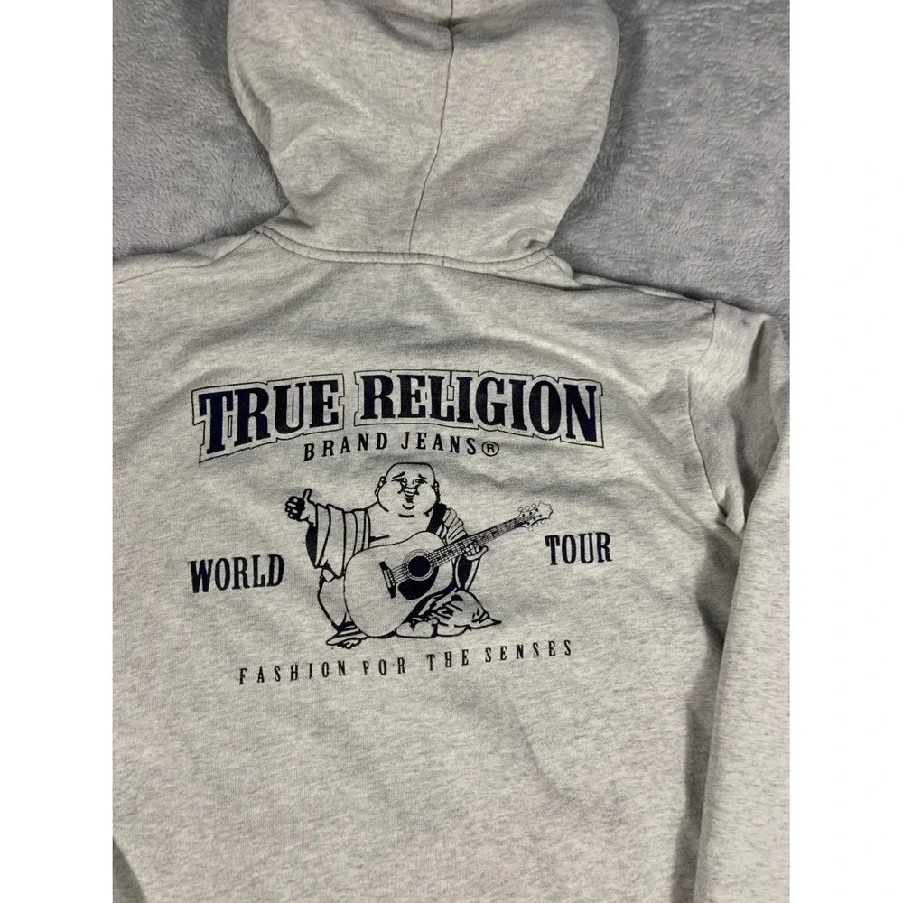True Religion Brand Jeans World Tour Fashion For The Senses Mens L Gray Hoodie